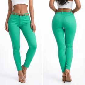 Plus size push-up skinny farmernadrág - fűzöld