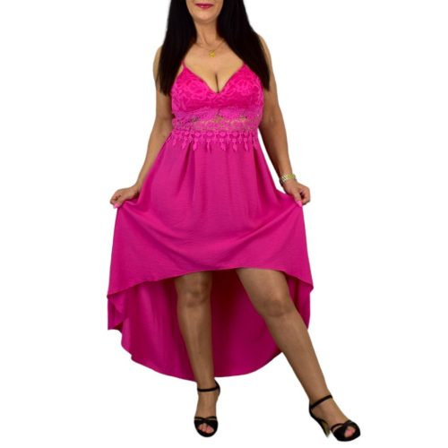 Letti aszimmetrikus csipkés alkalmi ruha – Pink