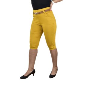 Mustár színű térdnadrág övvel