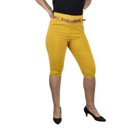 Mustár színű térdnadrág övvel