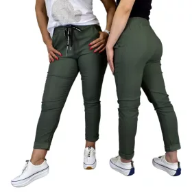 Gleo egyszínű khaki nadrág