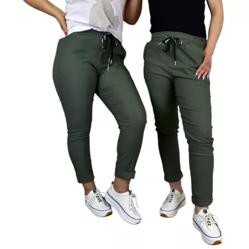 Gleo egyszínű khaki nadrág