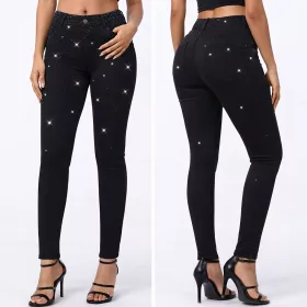 M'sara köves push-up skinny farmernadrág – Fekete