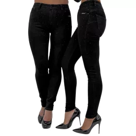 M'sara köves push-up skinny farmernadrág – Fekete