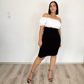 Sofia fehér-fekete midi ruha