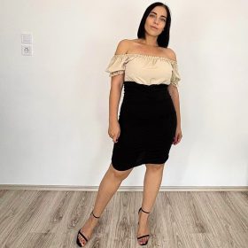 Sofia bézs-fekete midi ruha