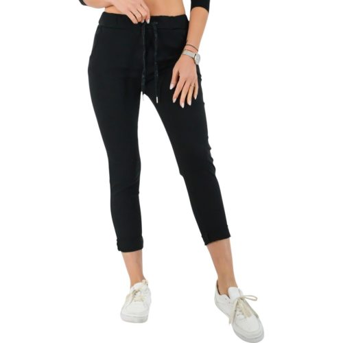Plus size extra rugalmas svédzsebes női nadrág - Fekete 2-es