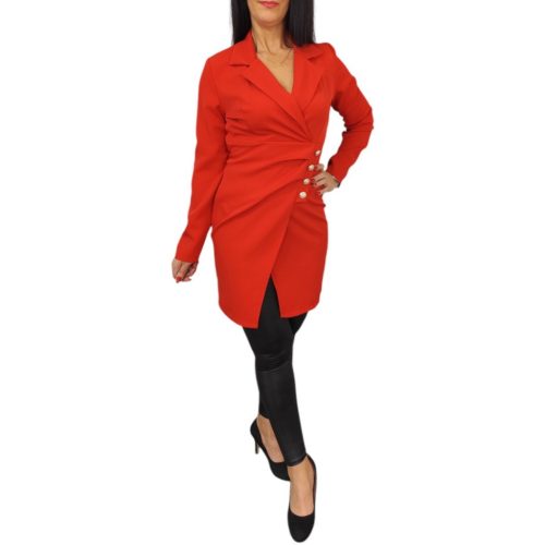 Diorin zakóhatású díszgombos ingtunika – Piros