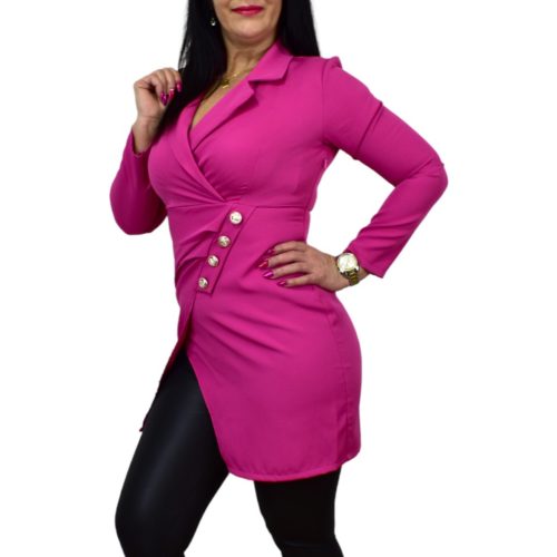 Diorin zakóhatású díszgombos ingtunika – Pink