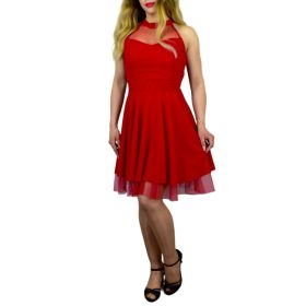 Elina tüllszegélyes alkalmi ruha – Piros