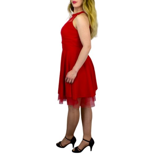 Elina tüllszegélyes alkalmi ruha – Piros