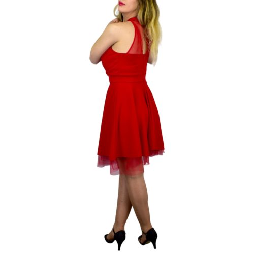 Elina tüllszegélyes alkalmi ruha – Piros