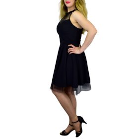 Elina tüllszegélyes alkalmi ruha – Fekete