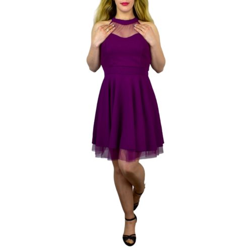 Elina tüllszegélyes alkalmi ruha – Bíborlila