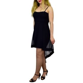 Melina aszimmetrikus tüllszoknyás alkalmi ruha – Fekete