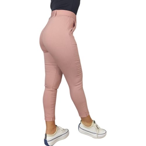 Demi magas derekú, öves női nadrág – Púder