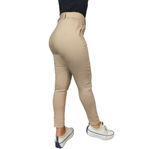 Demi magas derekú, öves női nadrág – Bézs