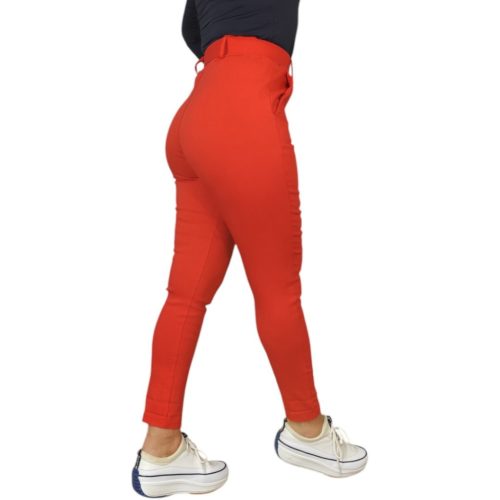 Demi magas derekú, öves női nadrág – Piros