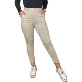 Demi magas derekú, öves női nadrág – Krémszínű