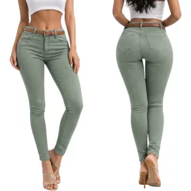 Alakformáló push-up skinny farmernadrág - khaki