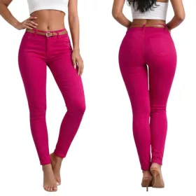 Alakformáló push-up skinny farmernadrág - pink