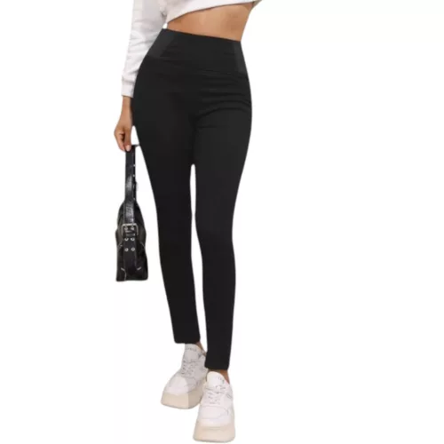 Magas derekú push-up skinny farmernadrág gumis derékrésszel - fekete
