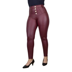 Grazia bőrhatású nadrág bordó