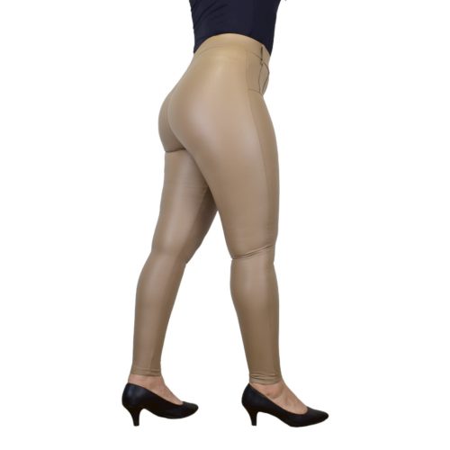 Grazia bőrhatású bézs nadrág - 2XL-3XL