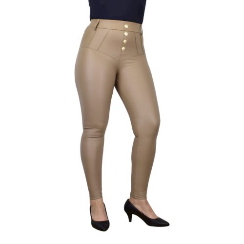 Grazia bőrhatású bézs nadrág - 2XL-3XL