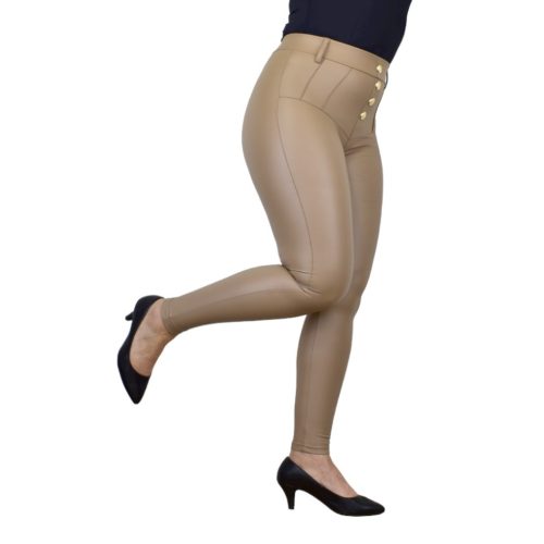 Grazia bőrhatású bézs nadrág - 2XL-3XL