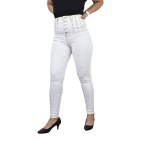 Magas derekú fehér farmernadrág