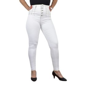 Magas derekú fehér farmernadrág