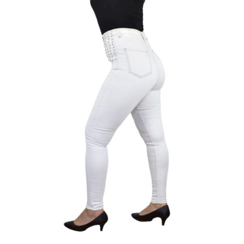 Magas derekú fehér farmernadrág