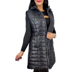 Szteppelt fekete női mellény / S-es