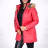 Aria steppelt téli kabát szőrmével – Piros