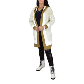 Mellani kapucnis kötött kardigán – Bézs/okker