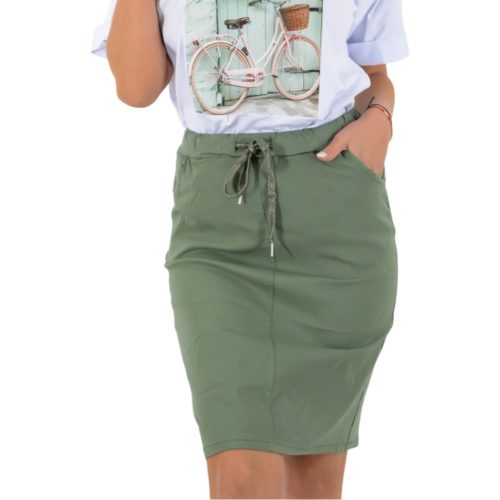 Extra rugalmas zsebes szoknya - khaki