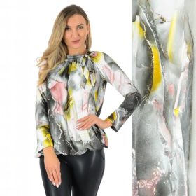 Nyakban megkötős szürke mintás felső