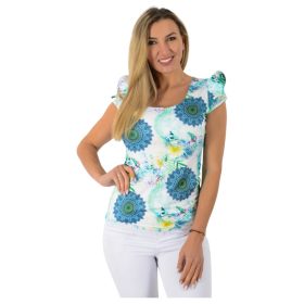Pillangó vállú felső – Fehér-türkiz mandalamintás