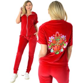 Yess rövidujjú plüss szett-piros