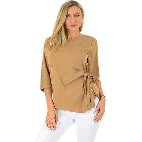Muszlin oldalt megkötős felső – Barna