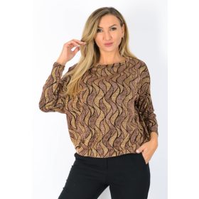   Yesstory lurex csillogó aszimmetrikus gumis aljú felső – Bronz/Arany