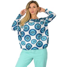 Aszimmetrikus gumis aljú felső – Kék mandala mintás
