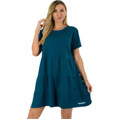 Yesstory Plus size kereknyakú pamut fagyiruha- azúrkék