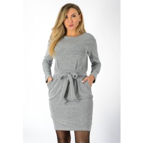 YesStory puhafényű lurex zsebes ruha – Ezüst