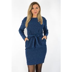 YesStory puhafényű lurex zsebes ruha – Diplomatakék