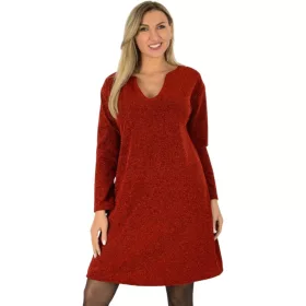 Plus size lurex A-vonalú alkalmi ruha - piros