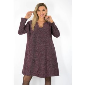   Lurex anyagú, ívelt nyakkivágású, plus size ruha – Mályva