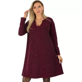 Plus size lurex A-vonalú alkalmi ruha - burgundi
