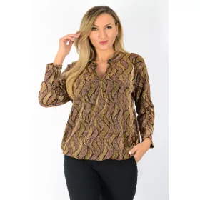   Lurex csillogó V-nyakú gumis aljú elegáns ingfelső – Rózsa/Arany